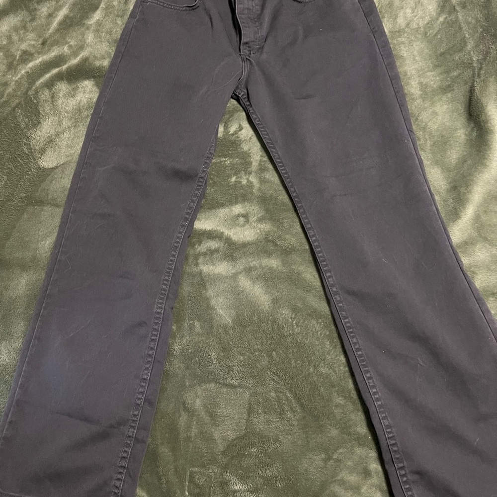 WRANGLER Boys Youth Size 16 Husky Classic Boot Adjustable Waist Dark Grey Chino